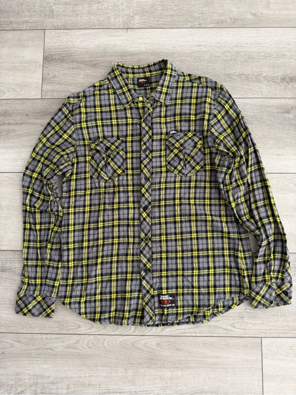 Men's Yellow & Gray Plaid Button-Up Shirt
